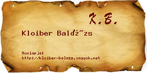 Kloiber Balázs névjegykártya